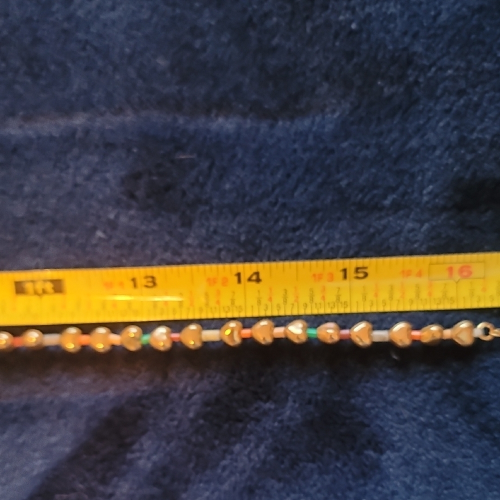 Anthropologie Gold Heart And Multi Color Beaded Necklace - Picture 4 of 9